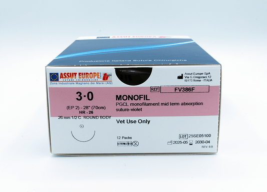 MONOFIL Absorbable Surgical Suture USP Size 3-0, (HR-26) 26mm 1/2 C. TAPER, 28 Inches (70 cm), 12 Count, Veterinary Use Only