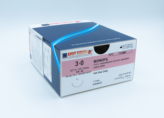 MONOFIL Absorbable Surgical Suture USP Size 3-0, (HR-26) 26mm 1/2 C. TAPER, 28 Inches (70 cm), 12 Count, Veterinary Use Only