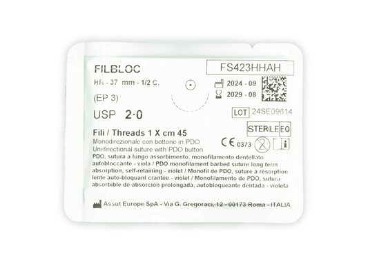 FILBLOC Absorbable Surgical Suture USP Size 2-0, (HR-37) 1/2 37 mm C. Round Body Needle, 18 Inches (45 cm), 12 Count, Veterinary Use Only