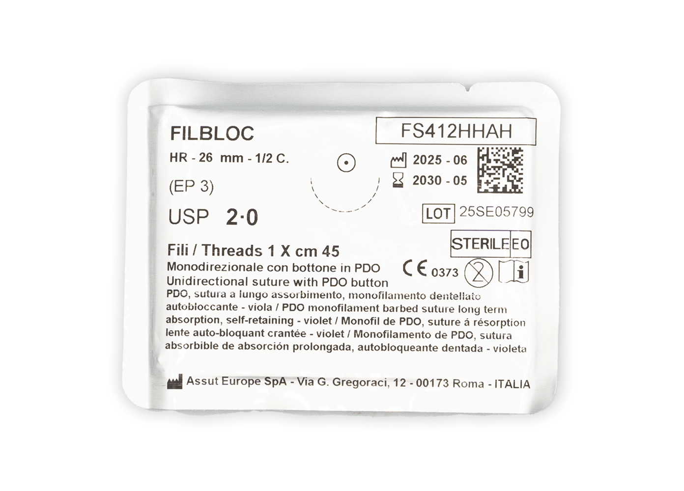 FILBLOC Absorbable Surgical Suture USP Size 2-0, (HR-26) 26 mm 1/2 C. TAPER, 18 Inches (45 cm), 12 Count, Veterinary Use Only