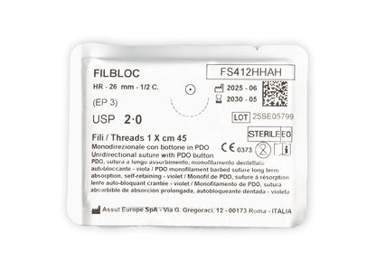 FILBLOC Absorbable Surgical Suture USP Size 2-0, (HR-26) 26 mm 1/2 C. TAPER, 18 Inches (45 cm), 12 Count, Veterinary Use Only