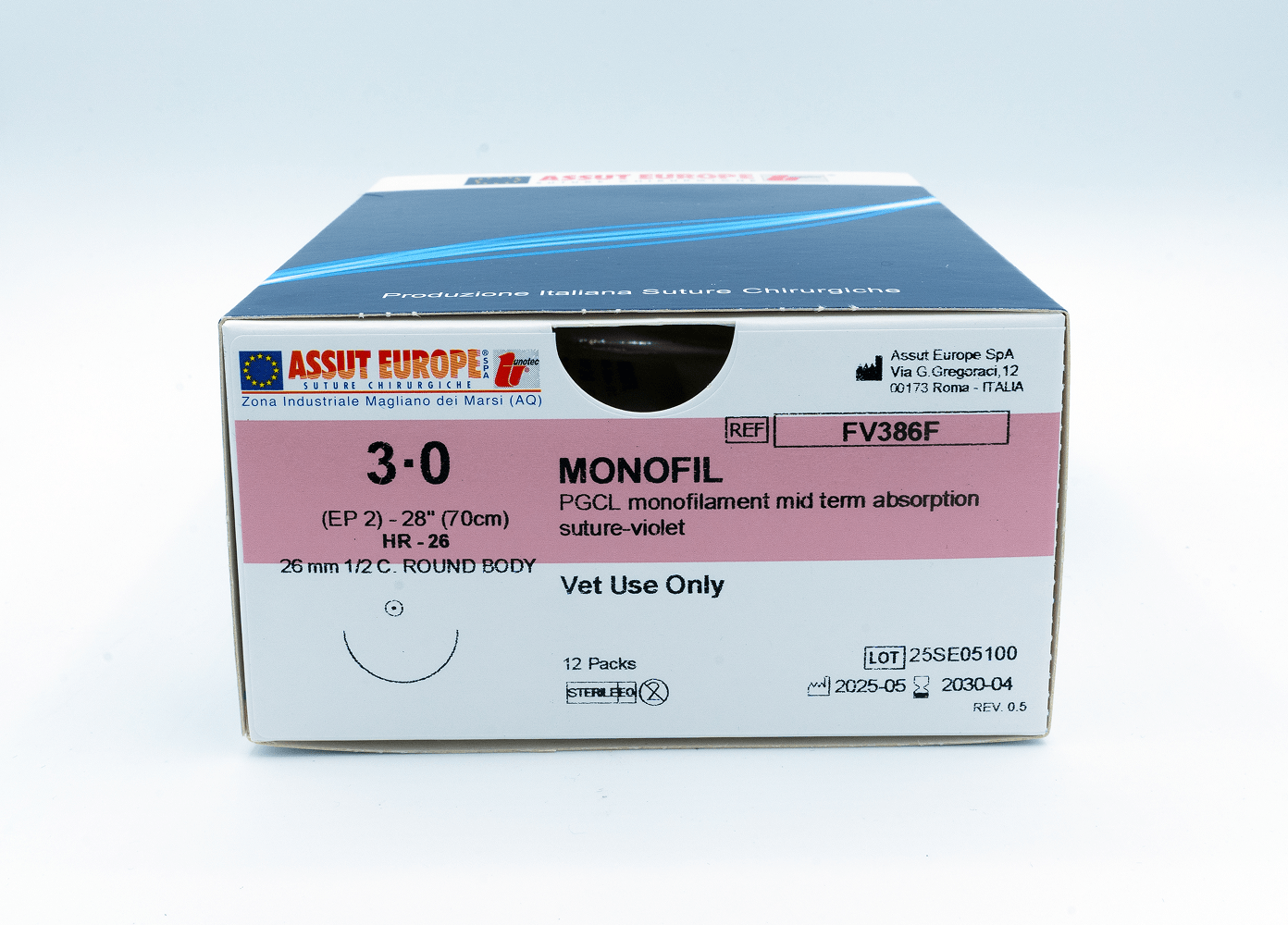 MONOFIL Absorbable Surgical Suture USP Size 3-0, (HR-26) 26mm 1/2 C. TAPER, 28 Inches (70 cm), 12 Count, Veterinary Use Only