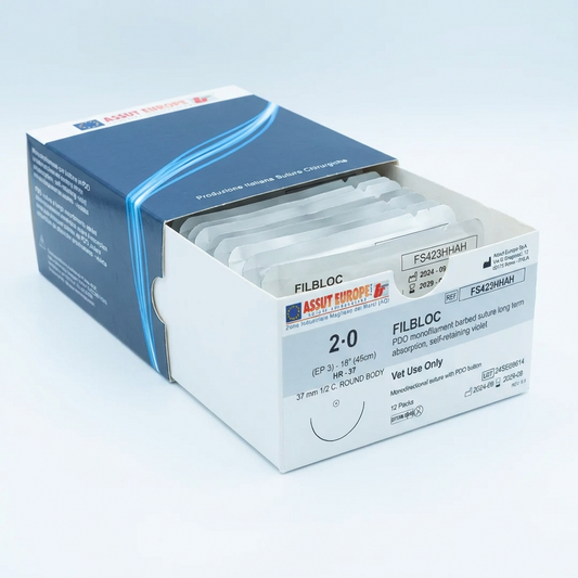 FILBLOC Absorbable Surgical Suture USP Size 2-0, (HR-37) 1/2 37 mm C. Round Body Needle, 18 Inches (45 cm), 12 Count, Veterinary Use Only