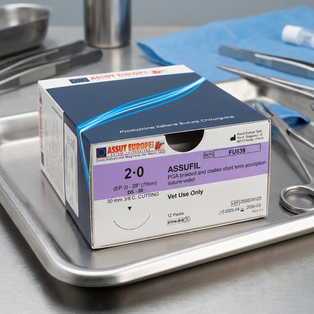 Assufil surgical suture box packaging