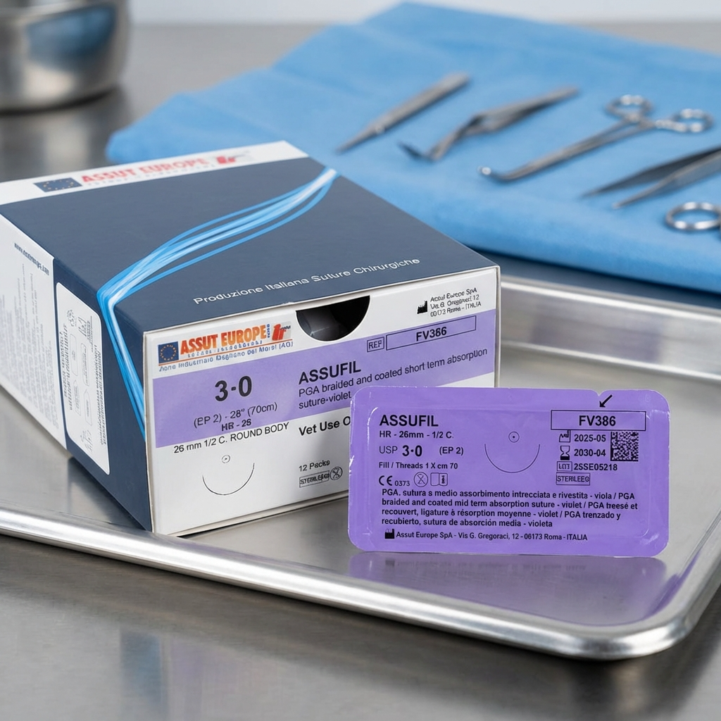 Assufil PGA absorbable suture packaging