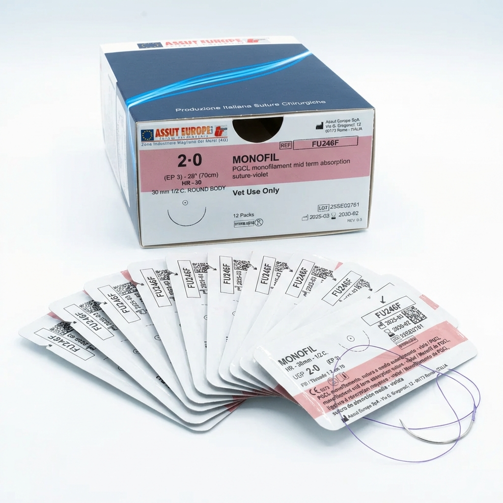 Monofil 2-0 veterinary suture packs
