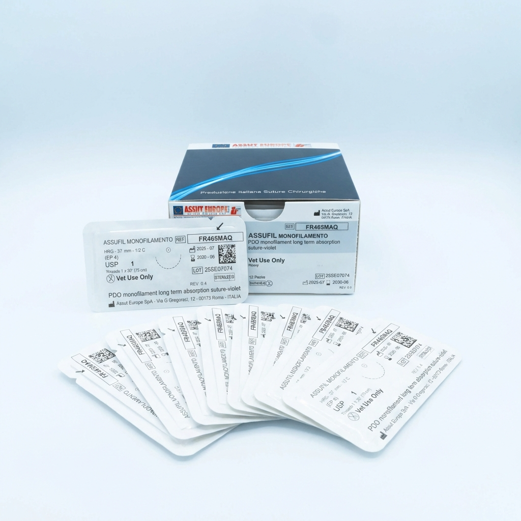Assufil PDO veterinary sutures packaging set