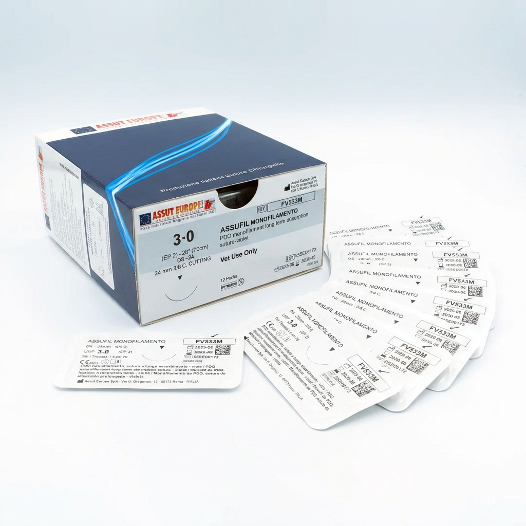 Assufil 3-0 veterinary suture packaging